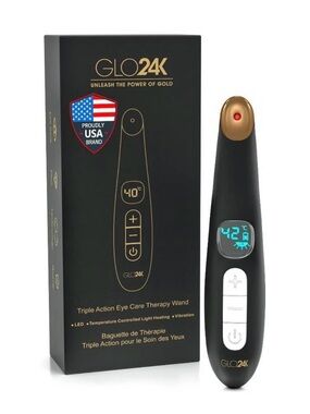 GLO24K Triple-Action Eye Care Therapy Wand - Black & Gold. NEW!!!!